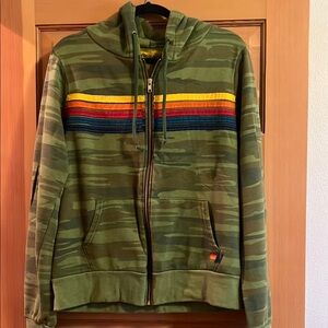 Aviator Nation Camouflage Hoodie with Rainbow Stripe